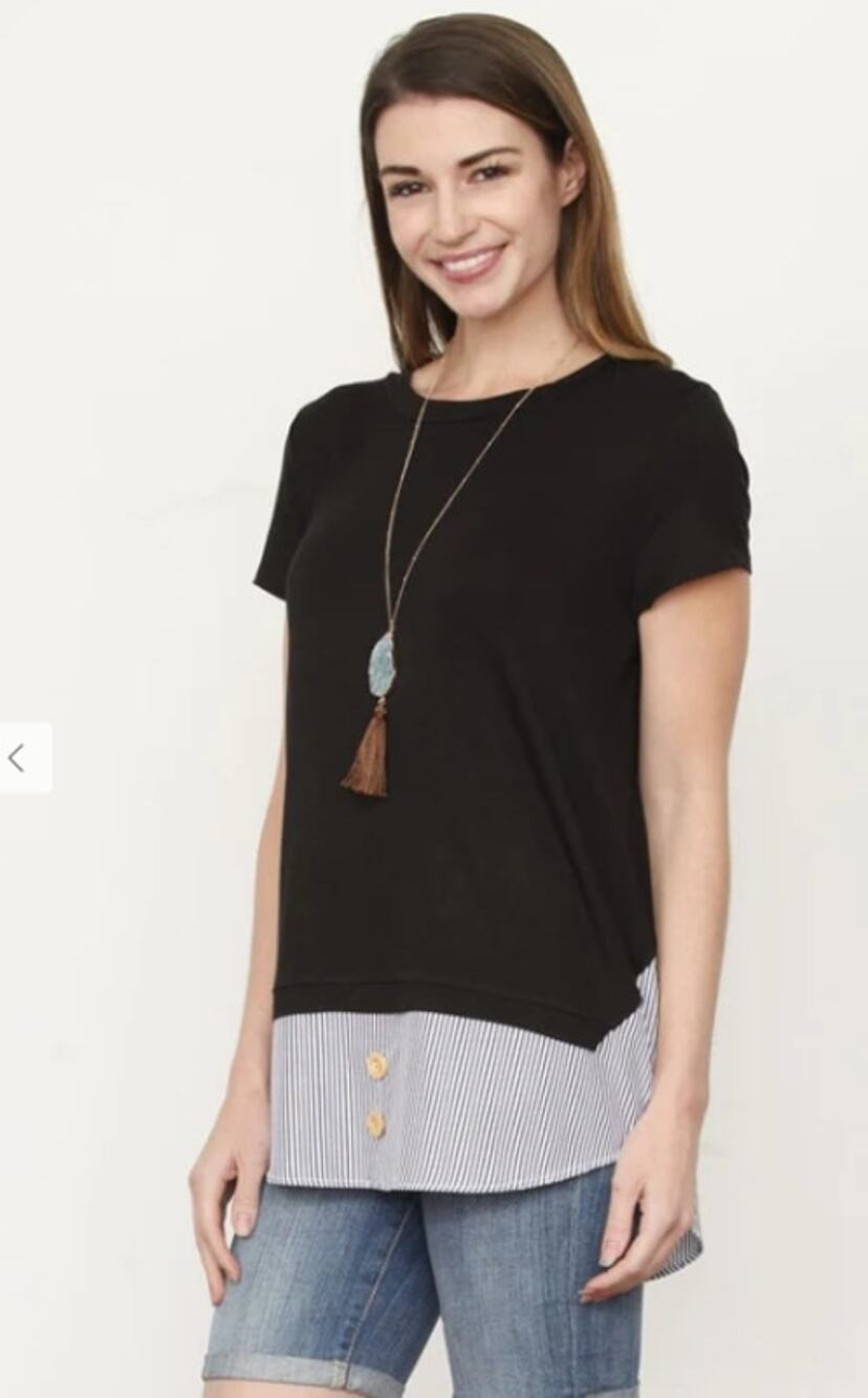 EGS by Eloges Black Stripe Accent Layered Tunic - Large